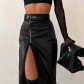 New fashion high waist PU personality irregular zipper skirt Q22SK533