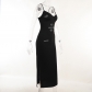 Basic printed dress Fashion temperament Women's sexy backless sleeveless black dress YL22256