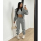 Hooded sports and leisure suit with fleece sweater (three-piece suit) TK6209