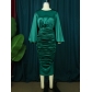 Lantern Sleeves Pleated Dress Ladies Fashion Comfortable Banquet Evening Dress AM220929