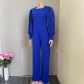Autumn and winter temperament commuting high waist straight tube solid color jumpsuit C8429Q