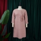 Oversize Women's Autumn and Winter New Round Neck Solid Pleated Loose Dress C8494