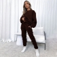 Corduroy Solid Round Neck Pullover Long Sleeve Two Piece Fashion Pants Set SSN211273