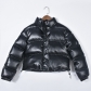 Long sleeve warm PU leather stand collar zipper women's cotton coat 9011TD