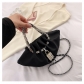 Black nylon messenger bag small design pleated chain handbag B9130