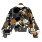 Velvet three-dimensional flower decoration single breasted short coat in autumn and winter XZ6060
