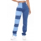 High elastic patch worn straight jeans y6667