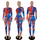 Fashion printed top and trousers pit strip two-piece set FE259