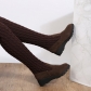 Large women's shoes Solid color splicing long tube low heel socks boots Warm cotton shoes HWJ1690