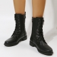 Oversized Women's Shoes Retro Style Mid Sleeve Zipper Low Square Heel Knight Boots HWJ1693