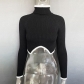 Women's high collar irregular hem short sweater MGN21061