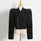Fashionable splicing fleece short women's jacket color contrast coat TJA638771