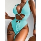 One piece bikini solid color hollow strap one piece swimsuit B582Q