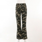 Camouflage Slim Fit Multi Pocket Workwear Personality Straight Leg High Waist Pants LL22002