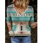 Wave embroidered V-neck pullover knitted T-shirt cashmere sweater OZN0869