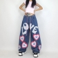 Printed Loose Slim Jeans Spice Girl Low Waist Lace up Casual Straight Pants HGWIP29103