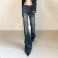 Featured Rivet Washed White Thin Leg Jeans Spice Girl High Waist Slim Slim Floor Puller Pants HGWIP29548