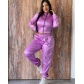 Solid zipper loose casual sports two-piece set L6392