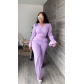 Casual Fashion Flare Sleeve Solid Two Piece Set S826
