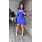 Casual Fashion Round Neck Long Sleeve Split Solid Dress S830