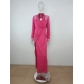 Women's dress collar shoulder pad high waist slit tight skirt temperament three-dimensional suit dress M7707