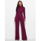 Sexy women's fashionable round neck long sleeve wide leg jumpsuit YD5099