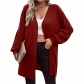 Women's solid color long sleeve fashion cardigan knitted coat HY9045