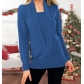 Knitted solid color deep V-neck long sleeve false two-piece sweater women's top JWY2290