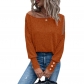 Women's solid color fashion off shoulder cuffs with buttons T-shirt OZN0875