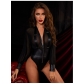 High grade sexy lingerie Women's sexy pure desire temptation bundled one-piece patent leather PU sexy lingerie SH026