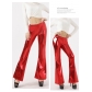 PU leggings fashion tight women's trousers bright leather flared trousers trousers LS202035