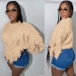 Winter Versatile Knitted Hand Hook Fringe Sweater Top NY8131