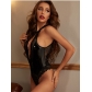 Sexy lingerie PU patent leather with lace bikini motorcycle one-piece suit SH001