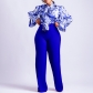 Autumn and winter loose large casual printing long sleeve shirt wide leg pants two-piece set D316