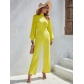 Women's sexy wide leg pants Summer women's solid color high collar backless long sleeve casual one-piece pants LH8314