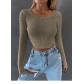 Women's short tight sexy zipper sweater short wide neck long sleeve T-shirt LH9885