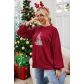 Christmas tree loose long sleeve round neck printed women's blouse wine red medium long sweater LM10319