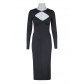 Sexy women's autumn black long one step dress temperament long sleeve solid color tight dress LM10499