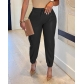 Solid drawstring pocket PU leather casual fashion leggings leather trousers JWY2206