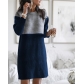 Women's sweater patchwork skirt loose large round neck long sleeve women's dress MQ57