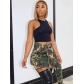 Women's lace up camouflage tight hip bag mini skirt XS-XS43394