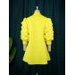 Temperament Commuter Small Stand Collar Cardigan Dress Designer Pleated Sleeve Short Top AM220943