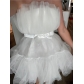 Sweet strapless princess dress white mini birthday party dress MNDAK368