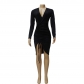 Women's drawstring hip wrap dress dress BLQ152