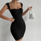Women's fashion sexy nightclub skirt sleeveless knitting bag hip sling dress CDCJ1010
