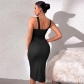 Women's fashion hollow sleeveless sexy high waist slim bag hip dress CDCJ1420