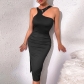 Women's fashion hollow sleeveless sexy high waist slim bag hip dress CDCJ1420
