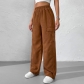Women's loose elastic waist overalls corduroy wide leg straight casual trousers CPCH1710