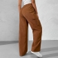 Women's loose elastic waist overalls corduroy wide leg straight casual trousers CPCH1710
