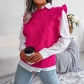 Rhombic knitted vest sweater with wood ear edge B1821